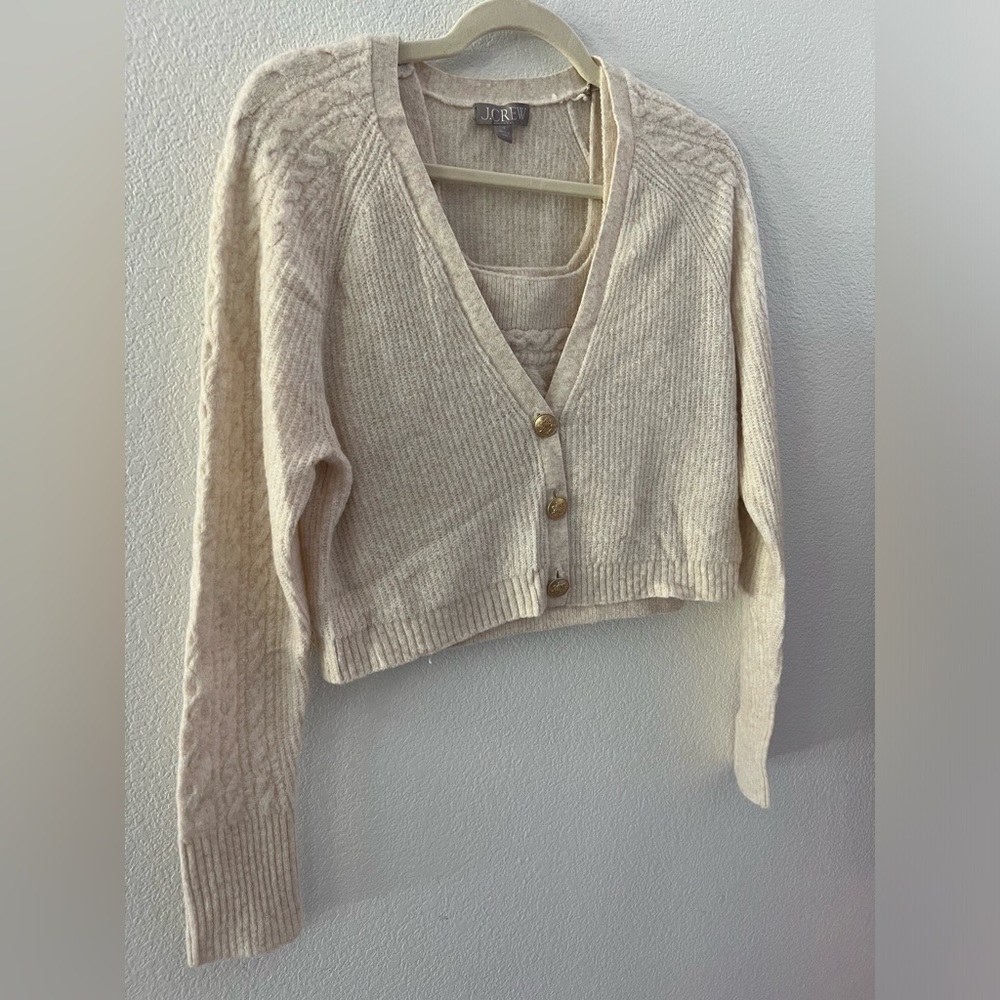 J. Crew Super soft cropped cable-knit sweater-tank set